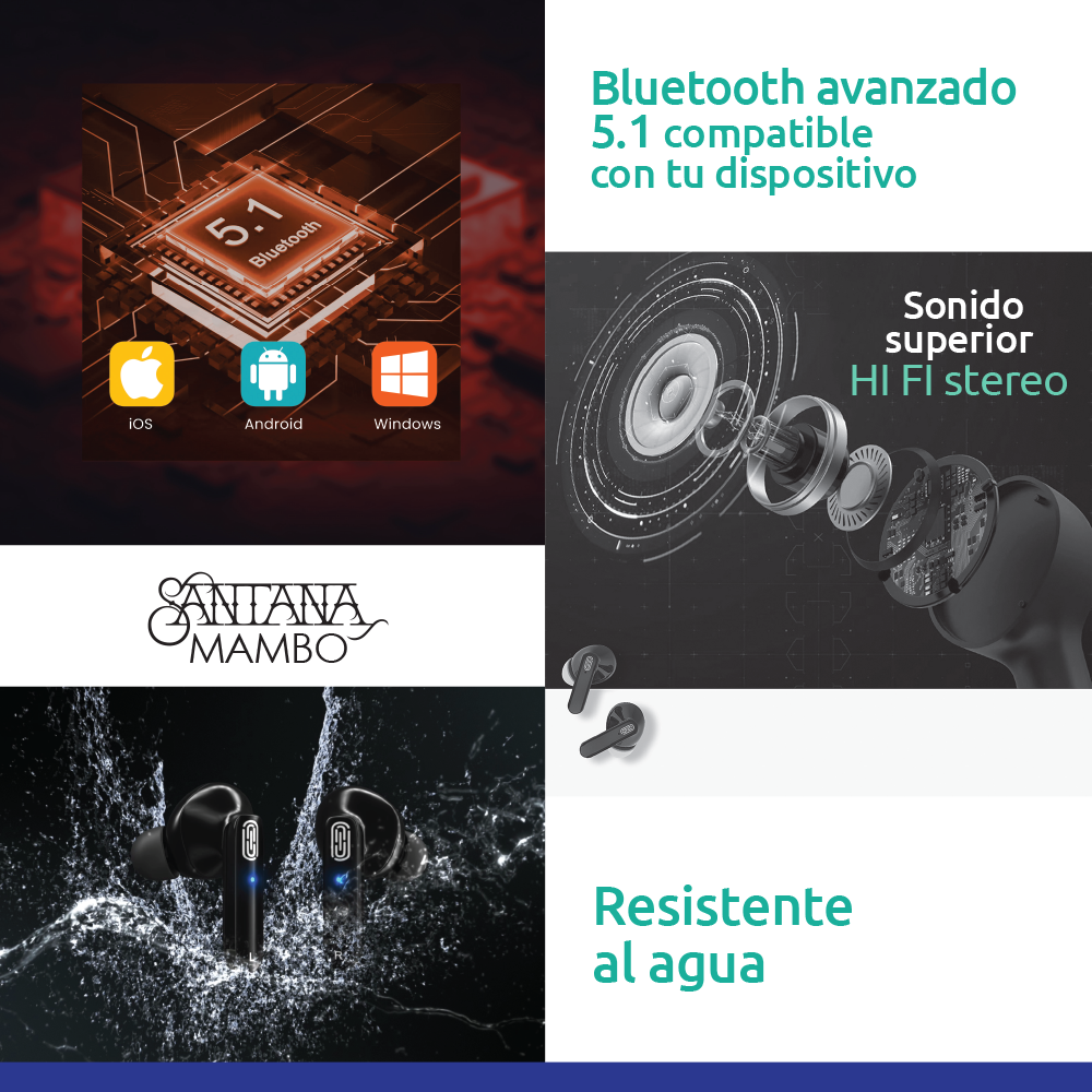 Auriculares Inalámbricos Carlos Santana – Sonido Profesional Bluetooth 5.1