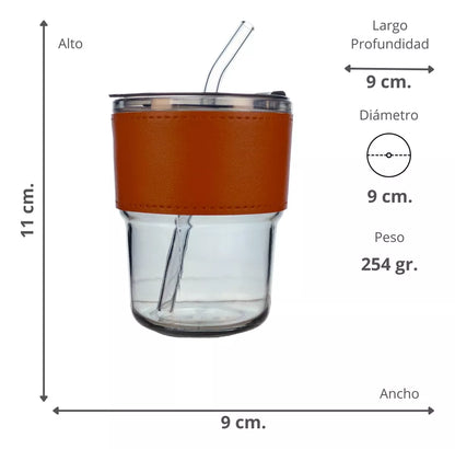 Vaso De Vidrio Hermético Con Bombilla