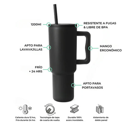 Vaso Térmico Premium 1200 ml Negro