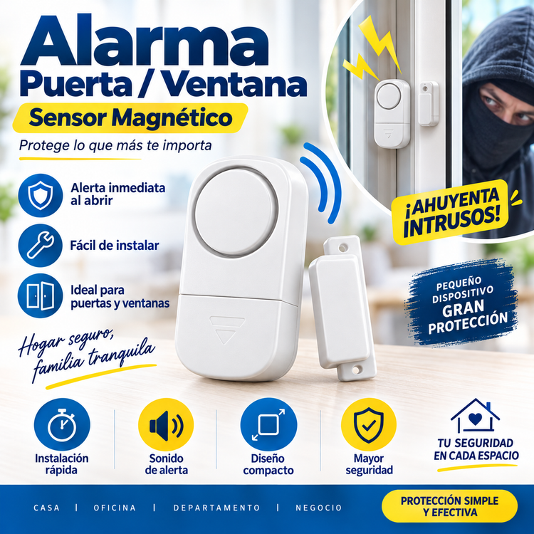 🚨 Alarma para Puerta y Ventana con Sensor Magnético – 90dB de Seguridad
