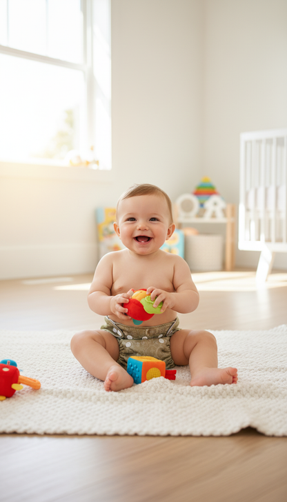 Bebé usando pañal reutilizable