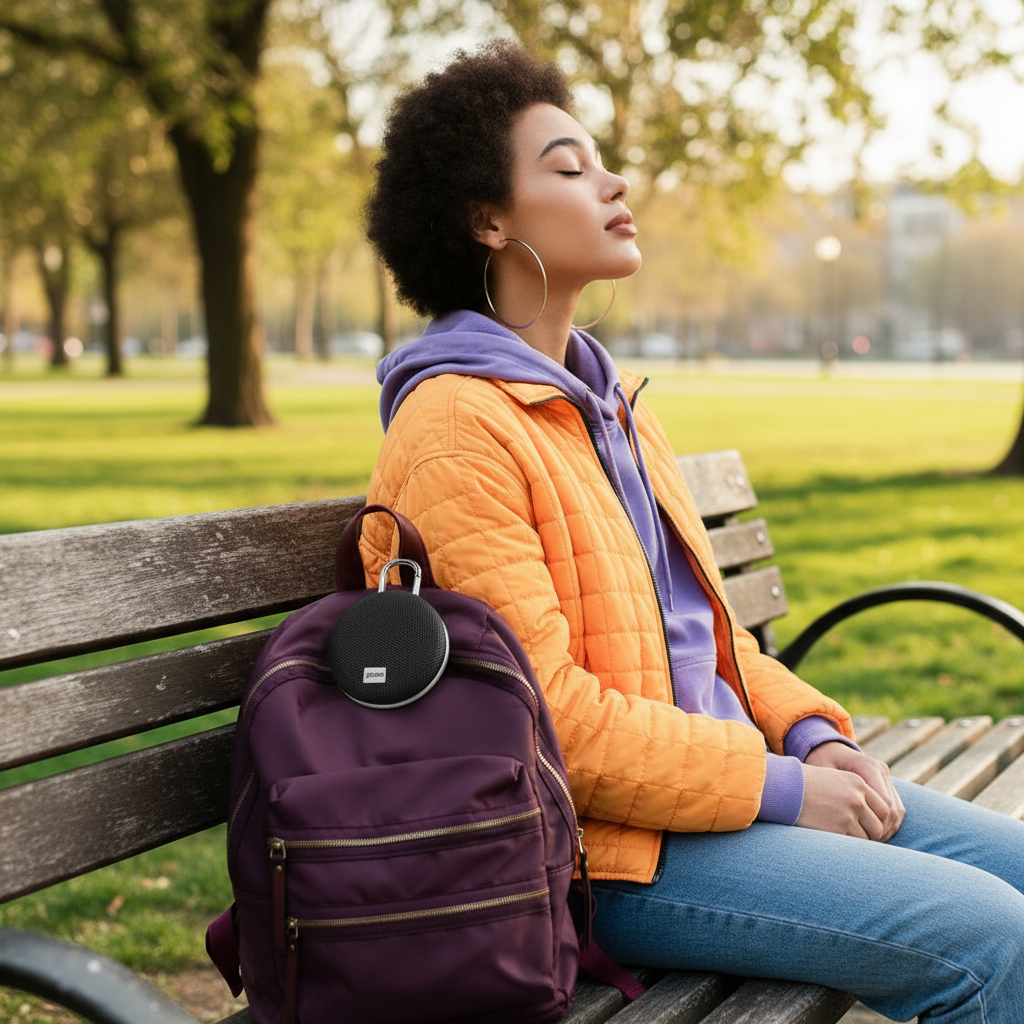 Estudiante con mochila en banca