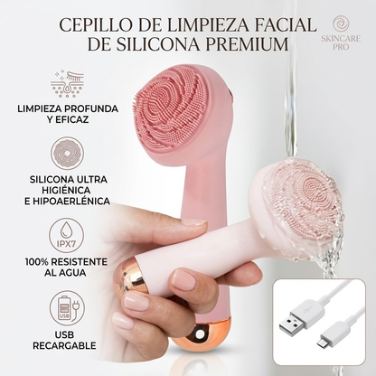 Cepillo Facial Eléctrico con Vibración Hidráulica - 3 Velocidades | Limpieza Profunda y Masaje Rejuvenecedor
