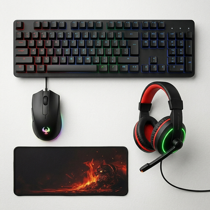 🎮 Combo Gamer iMice 4 en 1 – Teclado + Mouse + Audífonos + Mouse Pad