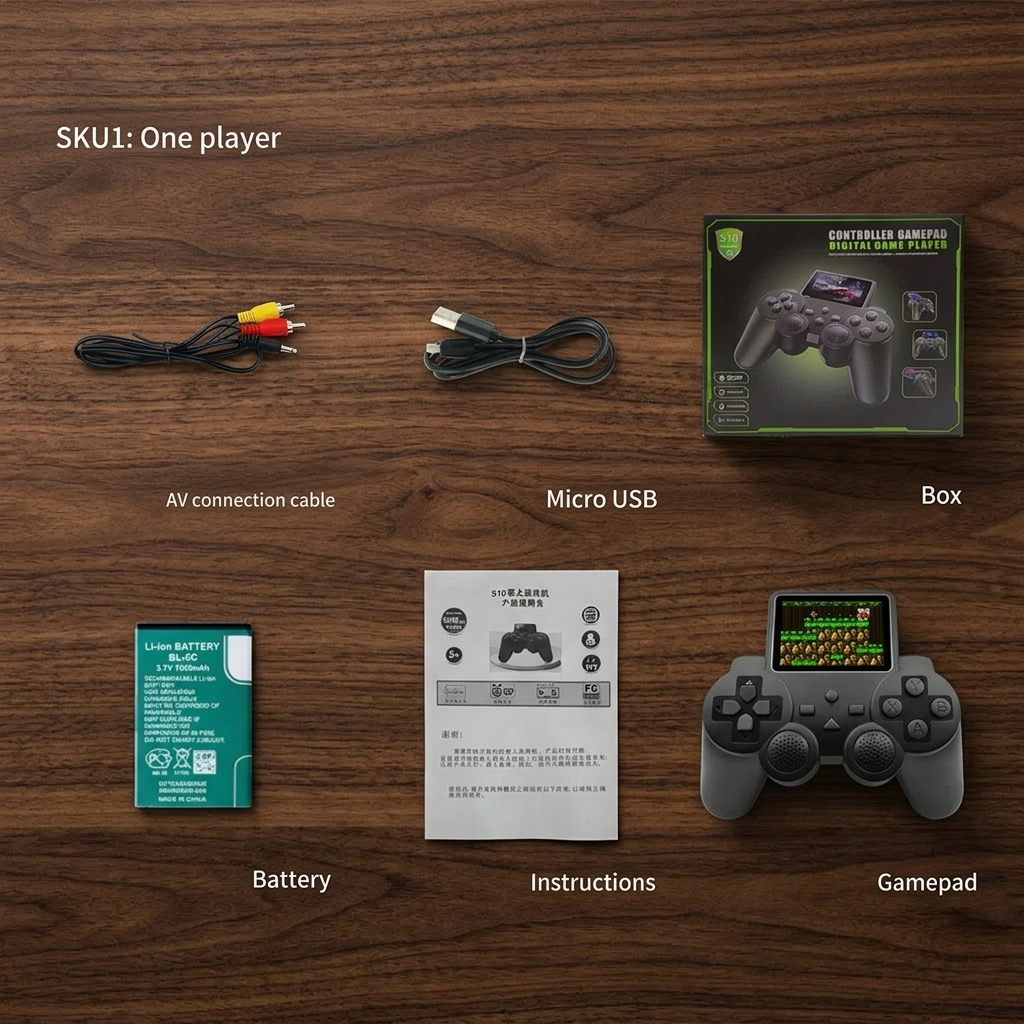 Consola Portátil S10 Retro – 520 Juegos Clásicos Incluidos, Pantalla 2.4" HD + Salida TV AV | ¡Nostalgia al Instante!