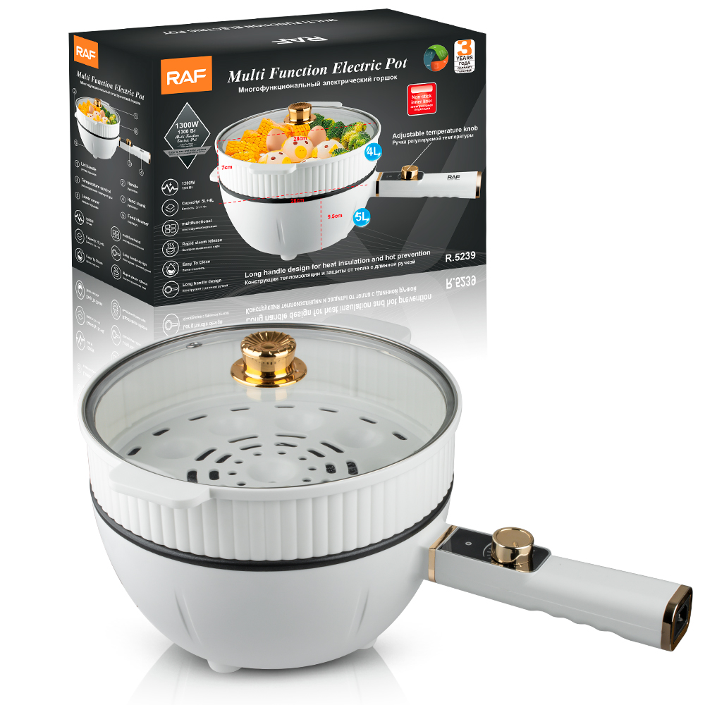 🏺 ¡Olla Eléctrica Multifunción Raf 5L 1300W R5239 - Cocina Fácil y Saludable!