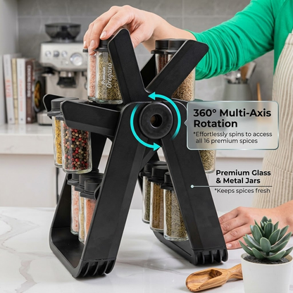 Organizador Giratorio de Condimentos 360° – 18 Frascos de Vidrio ✨