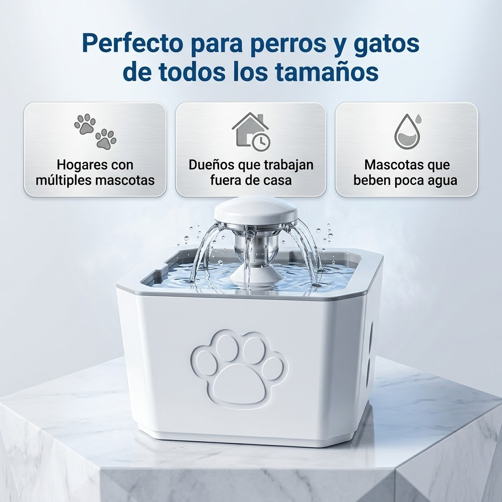 Fuente de Agua Eléctrica para Mascotas 2,5L – Hidratación Constante y Saludable