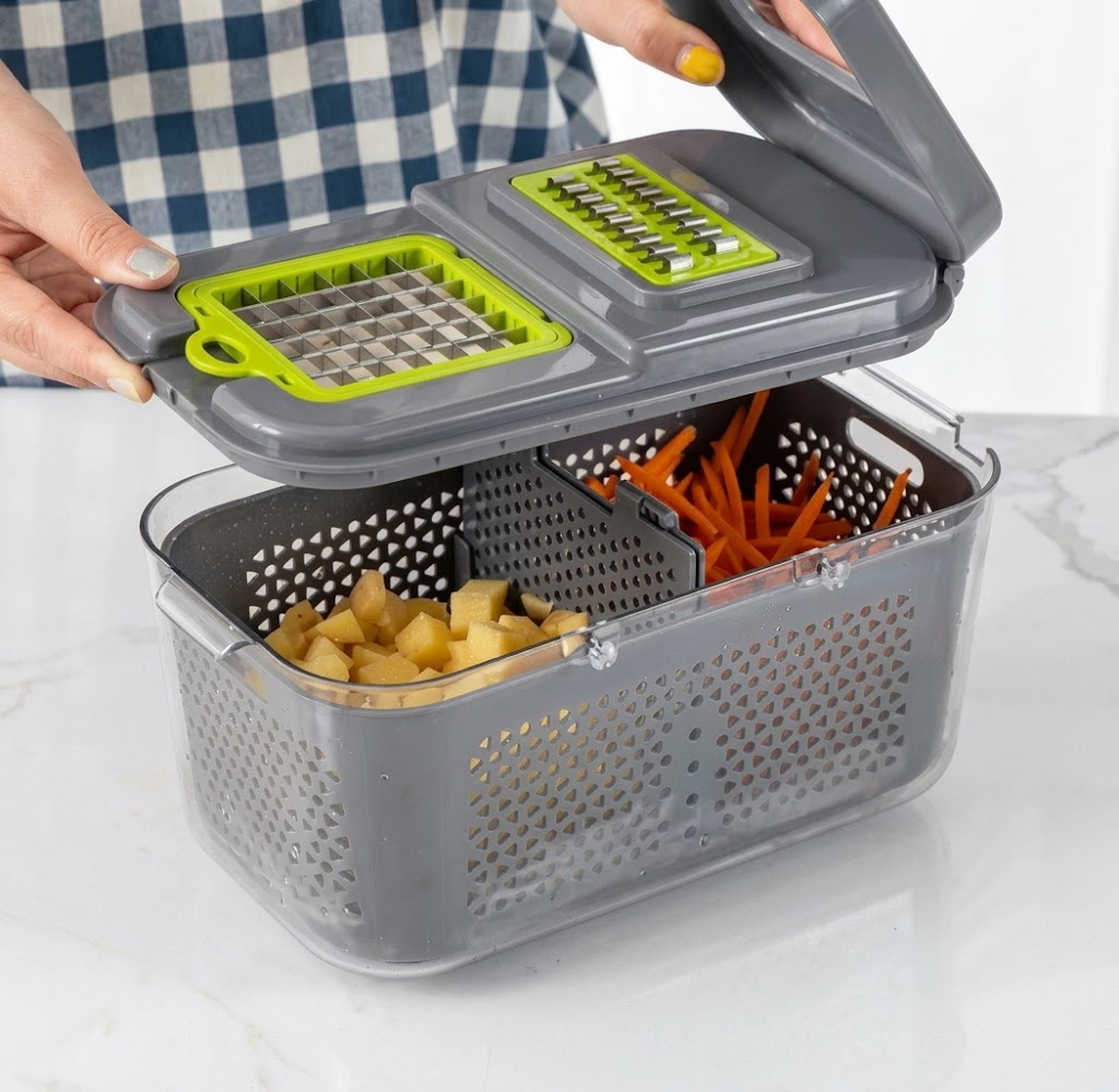 🔥 Picador de Verduras 22 Piezas - Cortador Profesional 13 Cuchillas