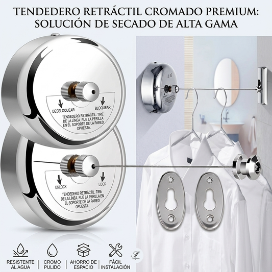 🧺 ✨ Tendedero Retráctil Premium (2.8m) | Acero Inoxidable, Ahorro de Espacio y Diseño Elegante