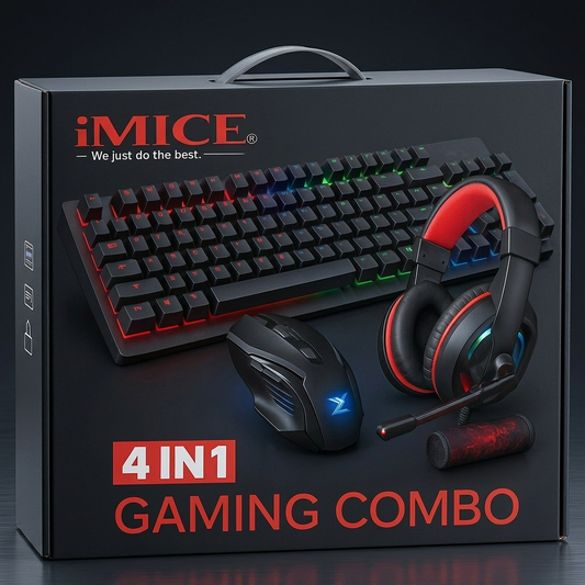 🎮 Combo Gamer iMice 4 en 1 – Teclado + Mouse + Audífonos + Mouse Pad