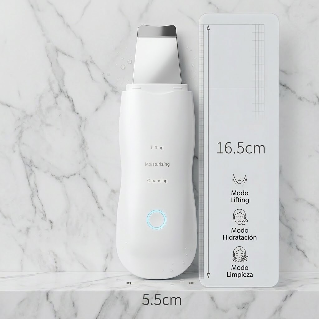 Paleta Ultrasónica Facial Muye 8815 – Limpieza Profunda, Peeling y Lifting