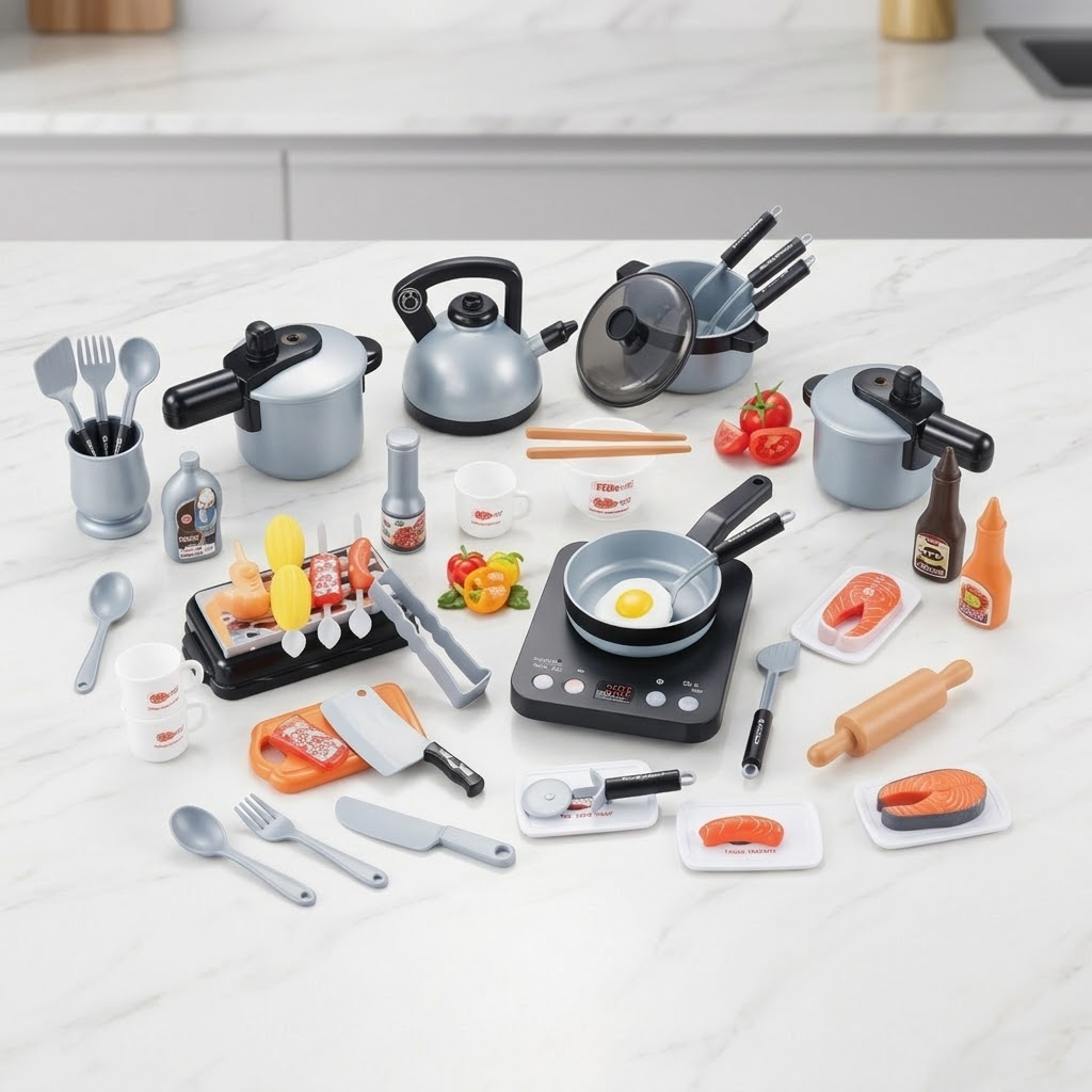 Set Cocina Juguete 36 Piezas - Olla Sartén Accesorios Niños