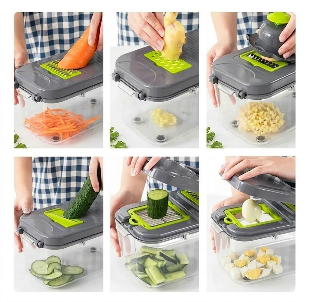 🔥 Picador de Verduras 22 Piezas - Cortador Profesional 13 Cuchillas