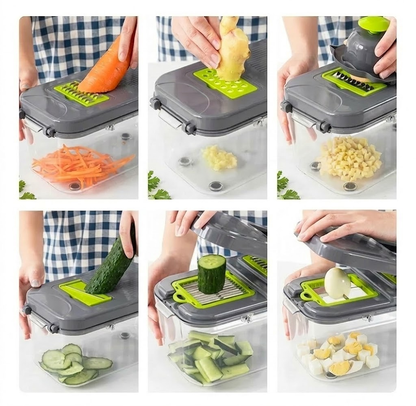 🔥 Picador de Verduras 22 Piezas - Cortador Profesional 13 Cuchillas