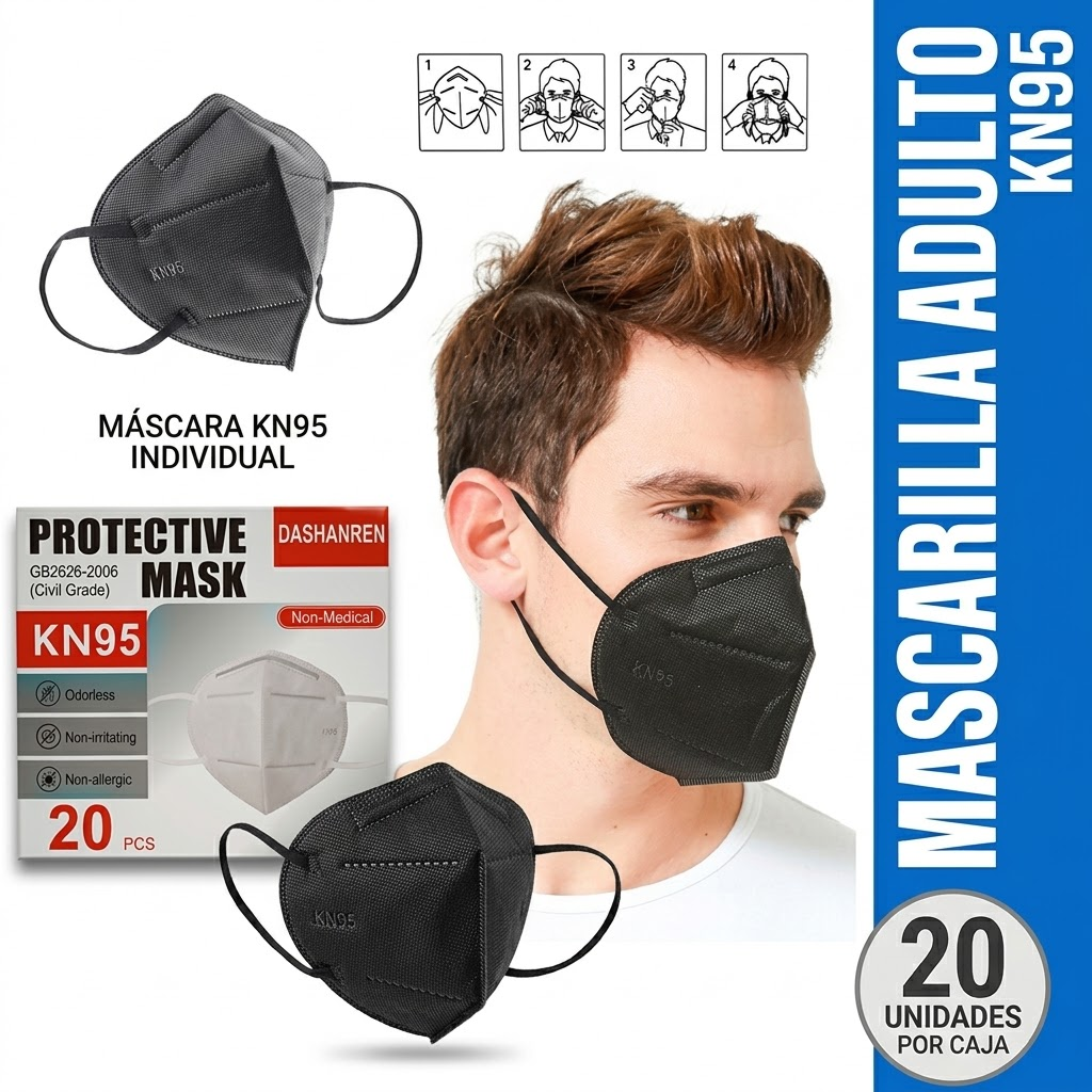 Mascarillas Kn95 Negras En Formato 20
