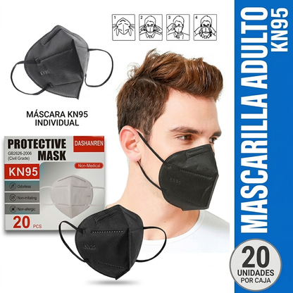 Mascarillas Kn95 Negras En Formato 20