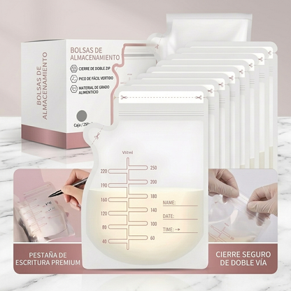 🍼 Pack 30 Bolsas Premium para Leche Materna (8 oz / 250 ml) | Protección Segura y Antiderrames