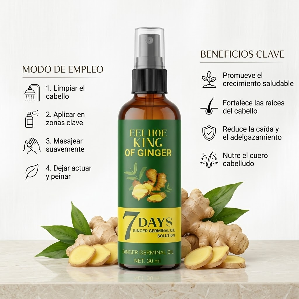 Vedora King of Ginger Hair Oil – Aceite de Jengibre para Crecimiento Natural del Cabello | 30 ml