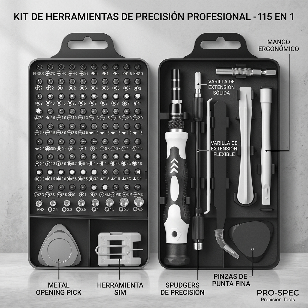🔧 Set 115 Pcs Destornilladores de Precisión Torx Magnéticos – Kit Profesional de Reparación