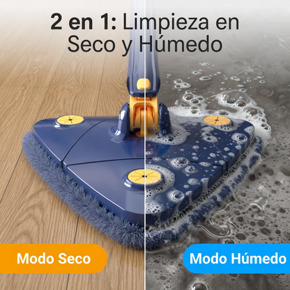 Trapeador Giratoria Triangular con Exprimidor Automático – Limpieza Profunda sin Esfuerzo