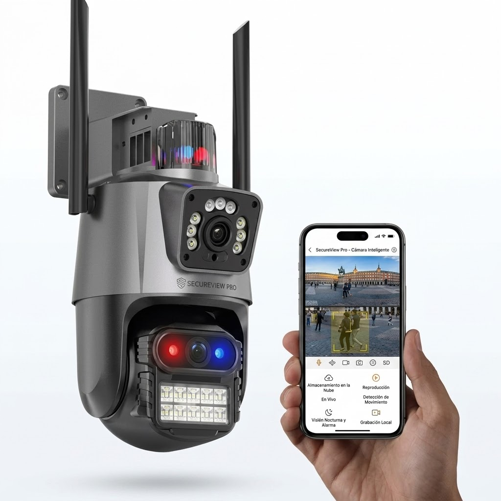 Cámara de Vigilancia WiFi 8MP Exterior - Doble Lente 360°