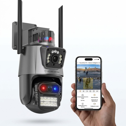 Cámara de Vigilancia WiFi 8MP Exterior - Doble Lente 360°