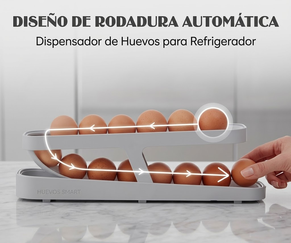 Dispensador Automático de Huevos Rodante – Organizadora Huevera 4 Pisos (hasta 25 huevos) 🥚