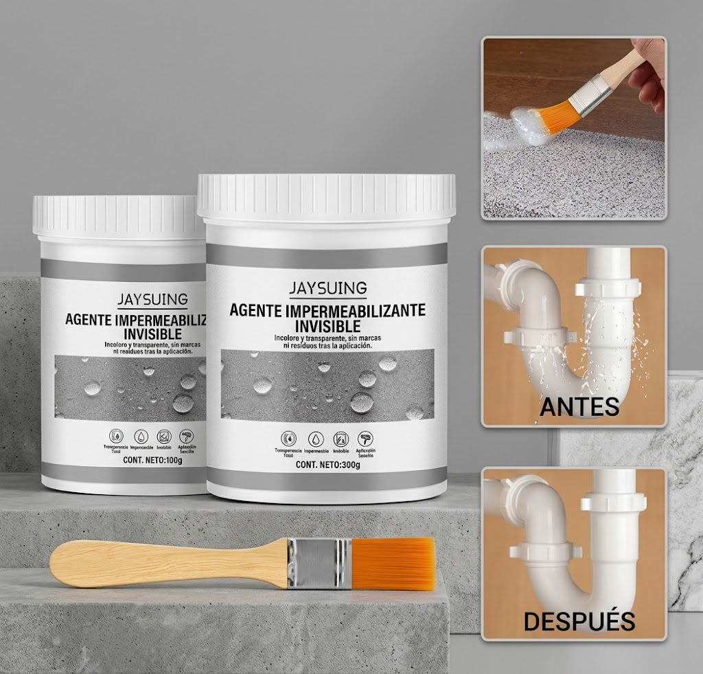 Sellador Impermeable Invisible Transparente 500g + Brocha | Protección Duradera Sin Alterar Apariencia