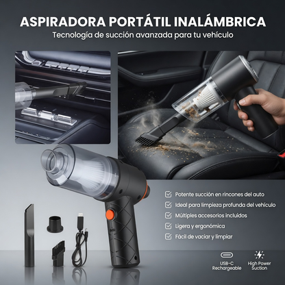 Mini Aspiradora Portátil Recargable Inalámbrica para Auto y Hogar