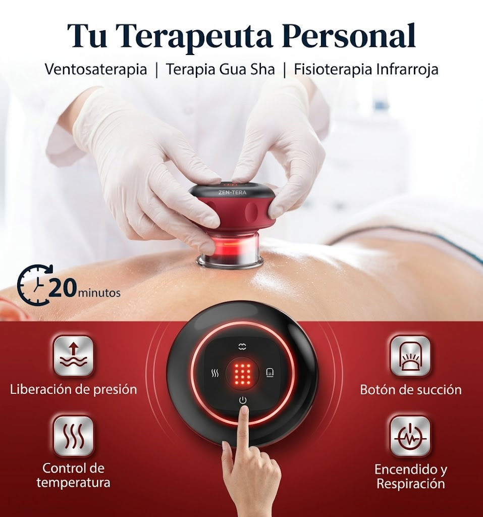 Ventosa Terapéutica Eléctrica Inteligente 4 en 1 – Masajeador Cupping Profesional con Calor, Gua Sha y Vibración