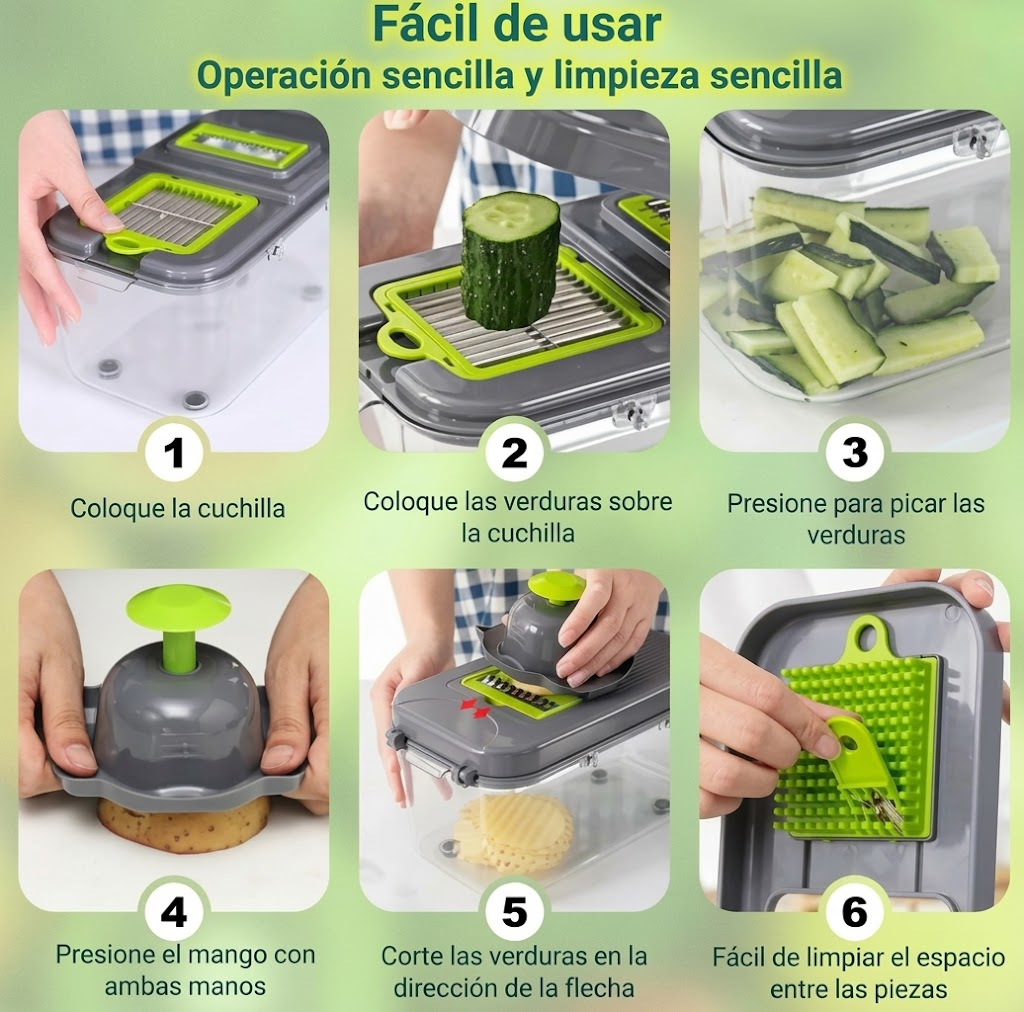 🔥 Picador de Verduras 22 Piezas - Cortador Profesional 13 Cuchillas