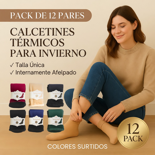 Calcetines Térmicos Suaves para Mujer – Pack 12 Pares