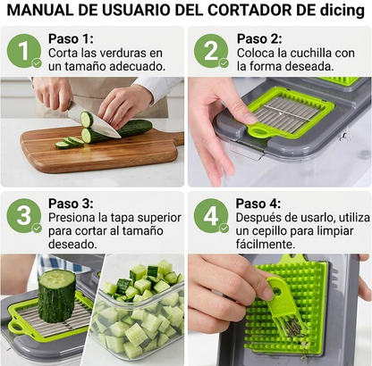 🔥 Picador de Verduras 22 Piezas - Cortador Profesional 13 Cuchillas