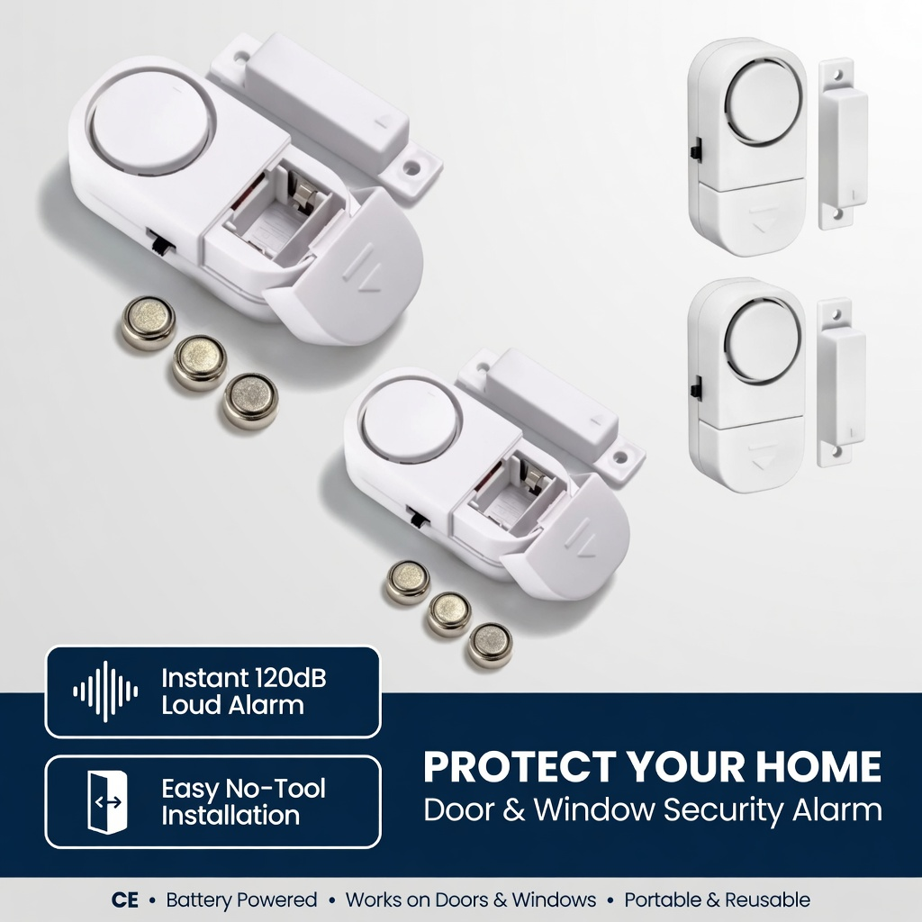 Alarma para Puerta y Ventana con Sensor Magnético – 90dB de Seguridad