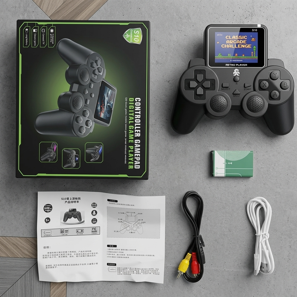 Consola Portátil S10 Retro – 520 Juegos Clásicos Incluidos, Pantalla 2.4" HD + Salida TV AV | ¡Nostalgia al Instante!