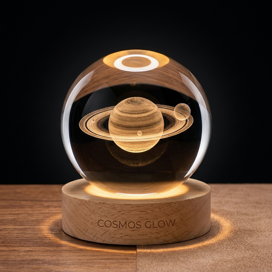 🌙 Luz Nocturna Bola de Cristal 3D con Base de Madera de Haya – Elegancia y Magia en tu Hogar