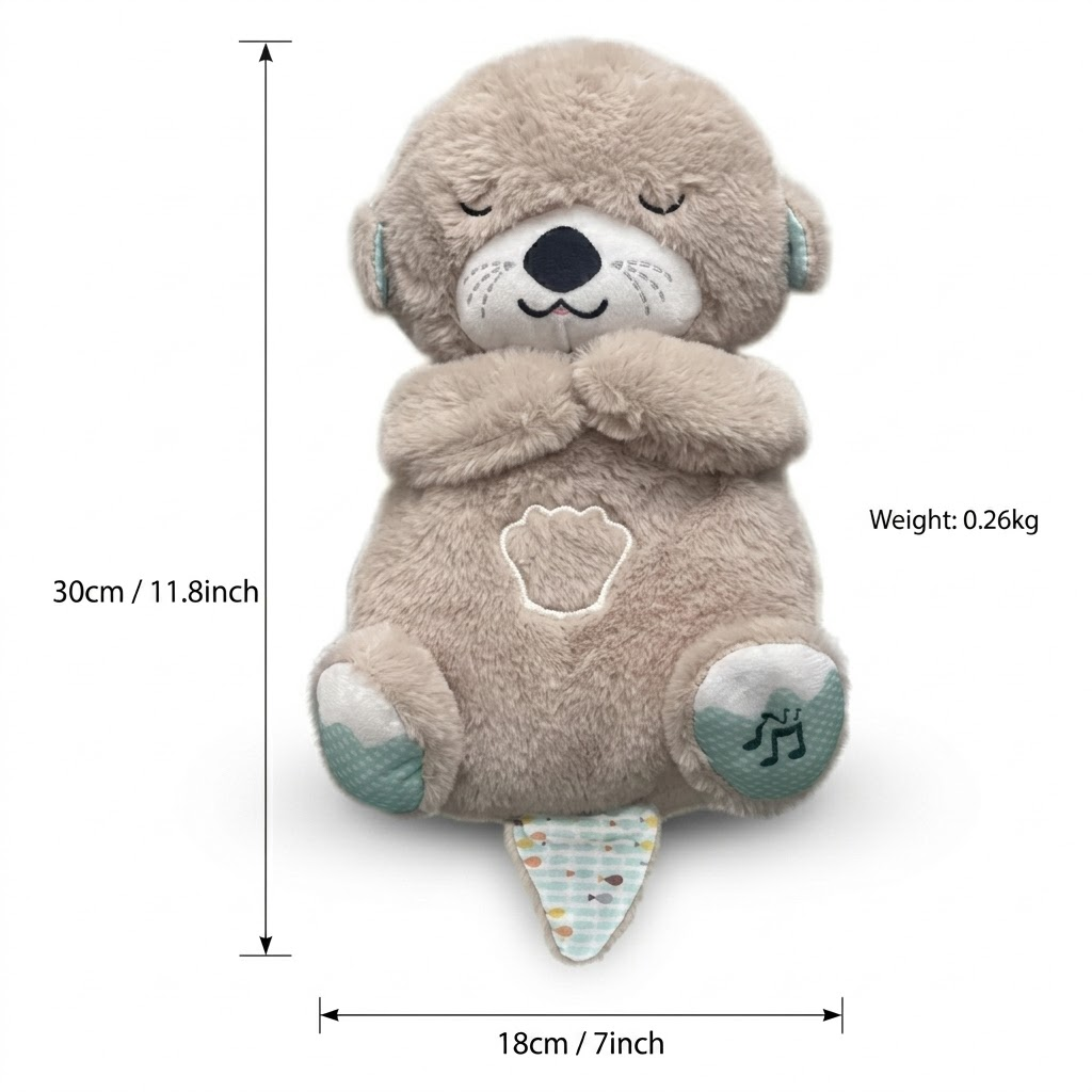 Nutria Peluche Calmante Gris - Sensor Luz Sonido Bebé