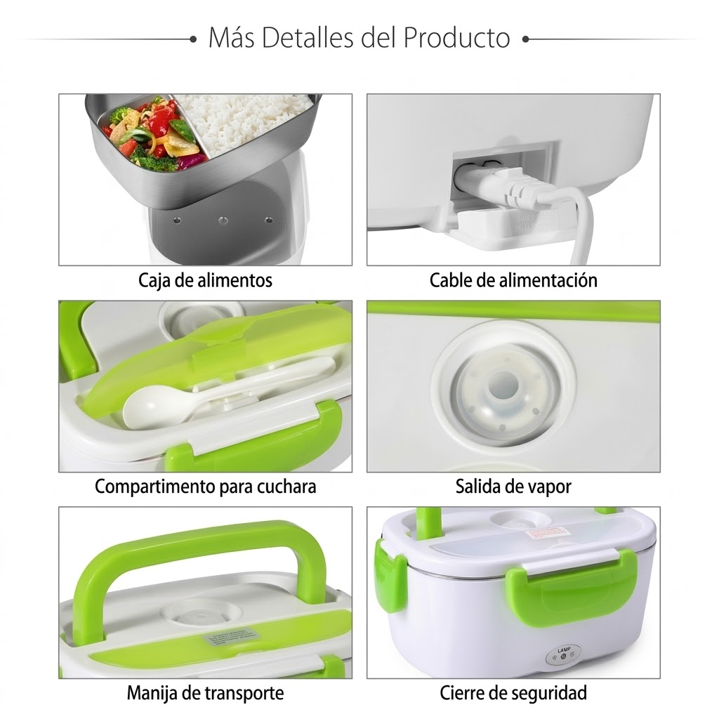 Lonchera Eléctrica Portátil 1,5L – Comidas Calientes en Casa, Oficina o Viajes