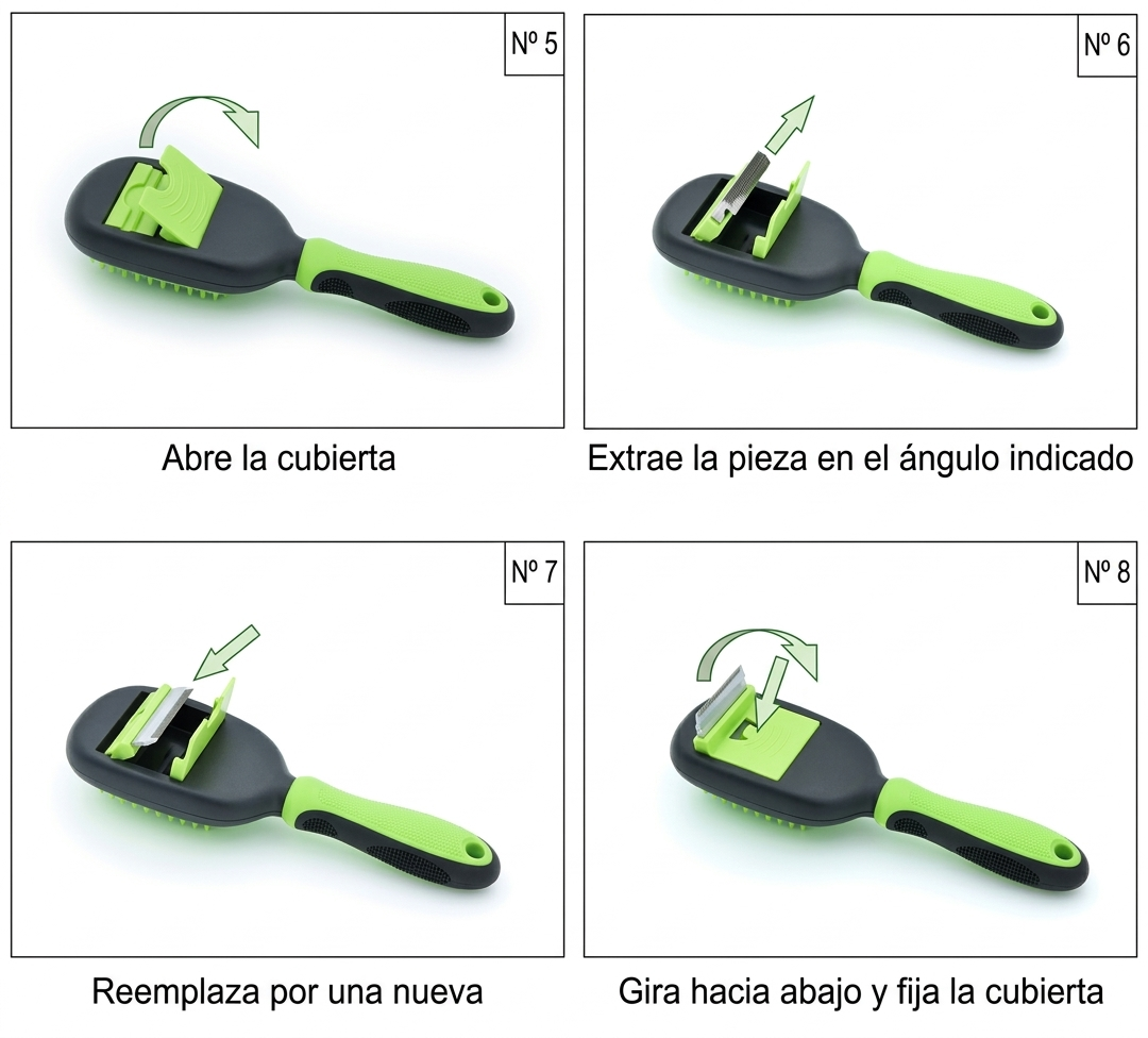 Kit de Aseo para Mascotas 5 en 1 – Cepillos y Peines Intercambiables para Perros y Gatos