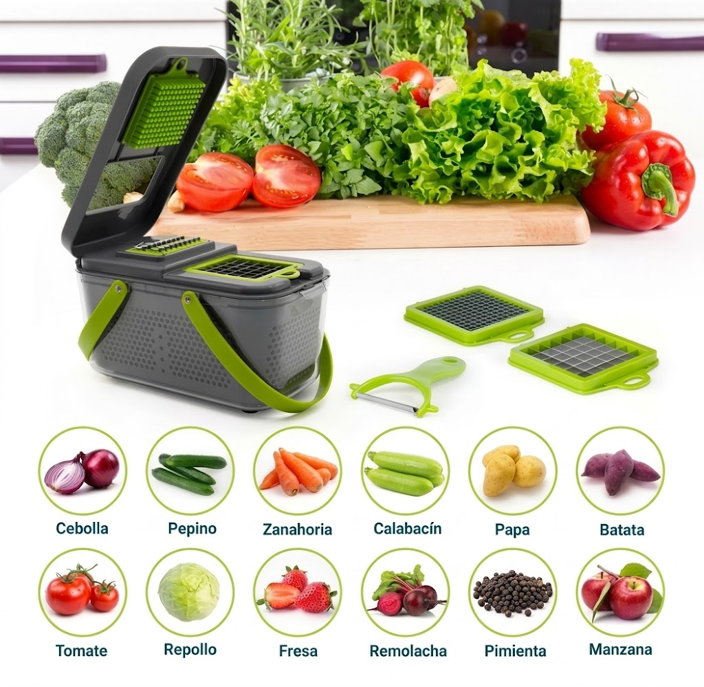 🔥 Picador de Verduras 22 Piezas - Cortador Profesional 13 Cuchillas
