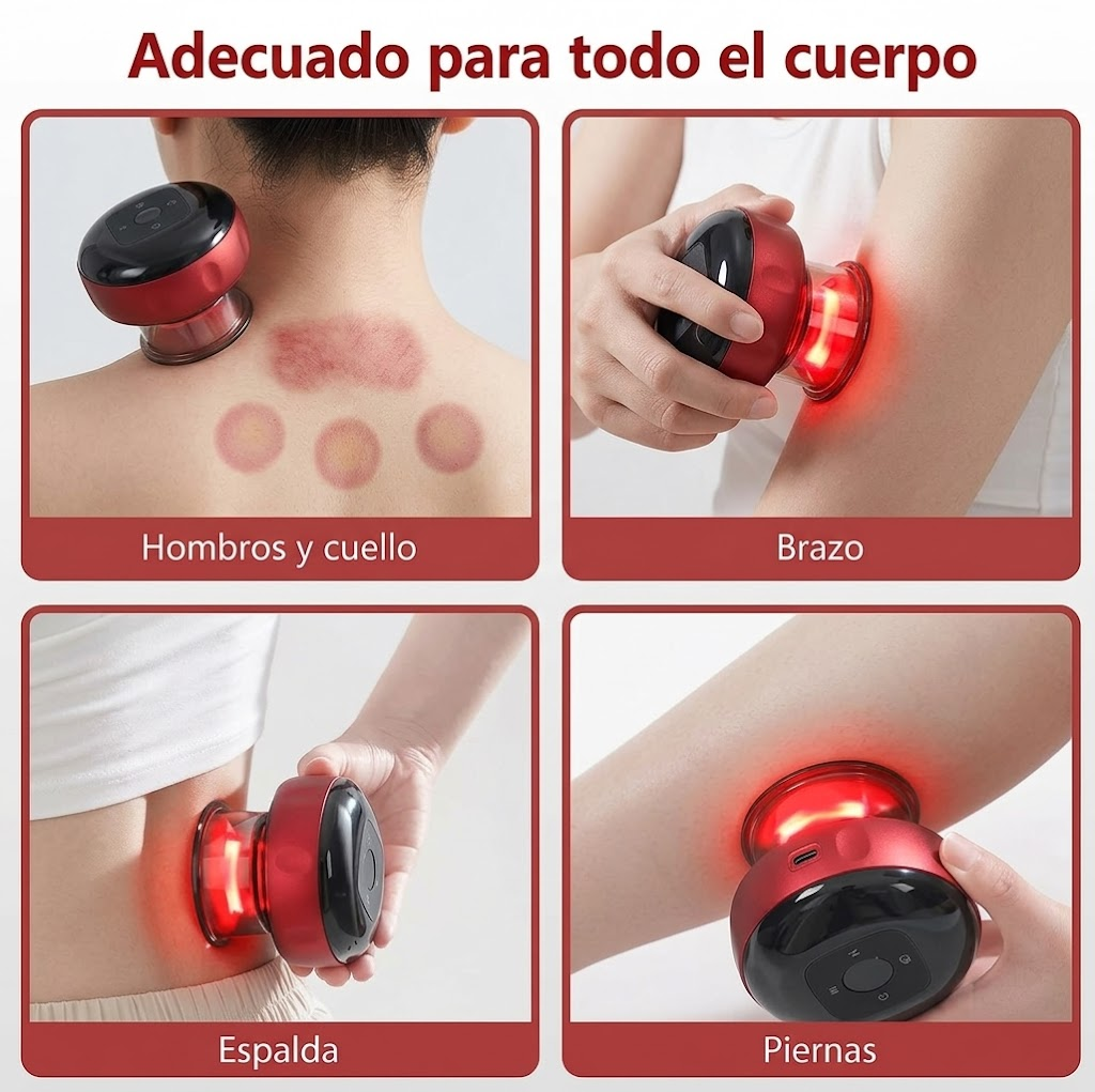 Ventosa Terapéutica Eléctrica Inteligente 4 en 1 – Masajeador Cupping Profesional con Calor, Gua Sha y Vibración
