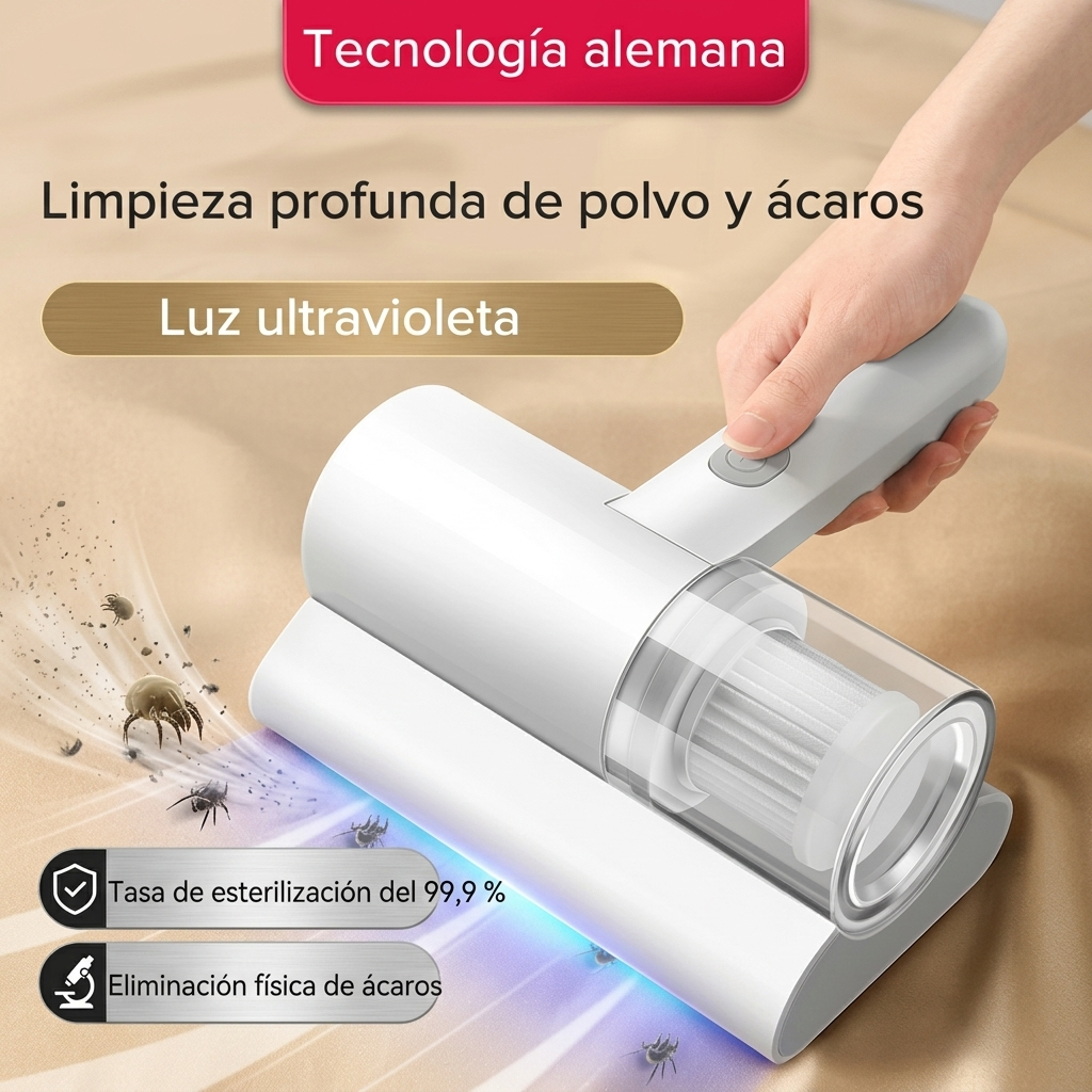 Aspiradora Portátil para Colchones y Sofás con Luz UV – Elimina Ácaros en Profundidad ✨