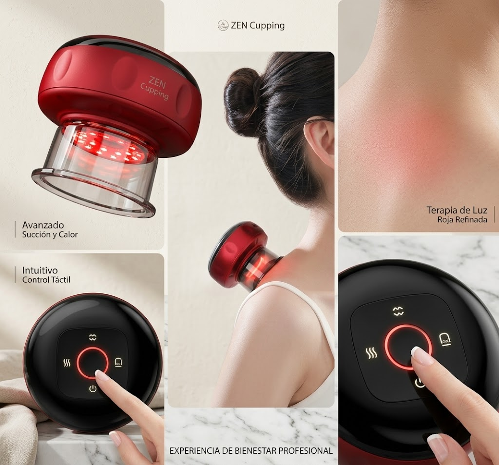 Ventosa Terapéutica Eléctrica Inteligente 4 en 1 – Masajeador Cupping Profesional con Calor, Gua Sha y Vibración
