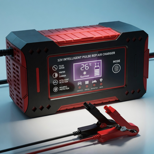 Cargador Inteligente de Batería 12V 6A con Reparación por Pulso - LCD y Múltiples Protecciones