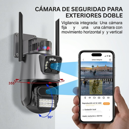 Cámara de Vigilancia WiFi 8MP Exterior - Doble Lente 360°