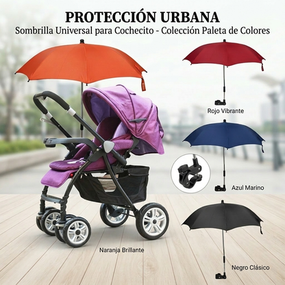 Sombrilla / Paraguas para Coche de Bebé con Filtro UV 50+ – Protección Total 80 cm Plateada Negra
