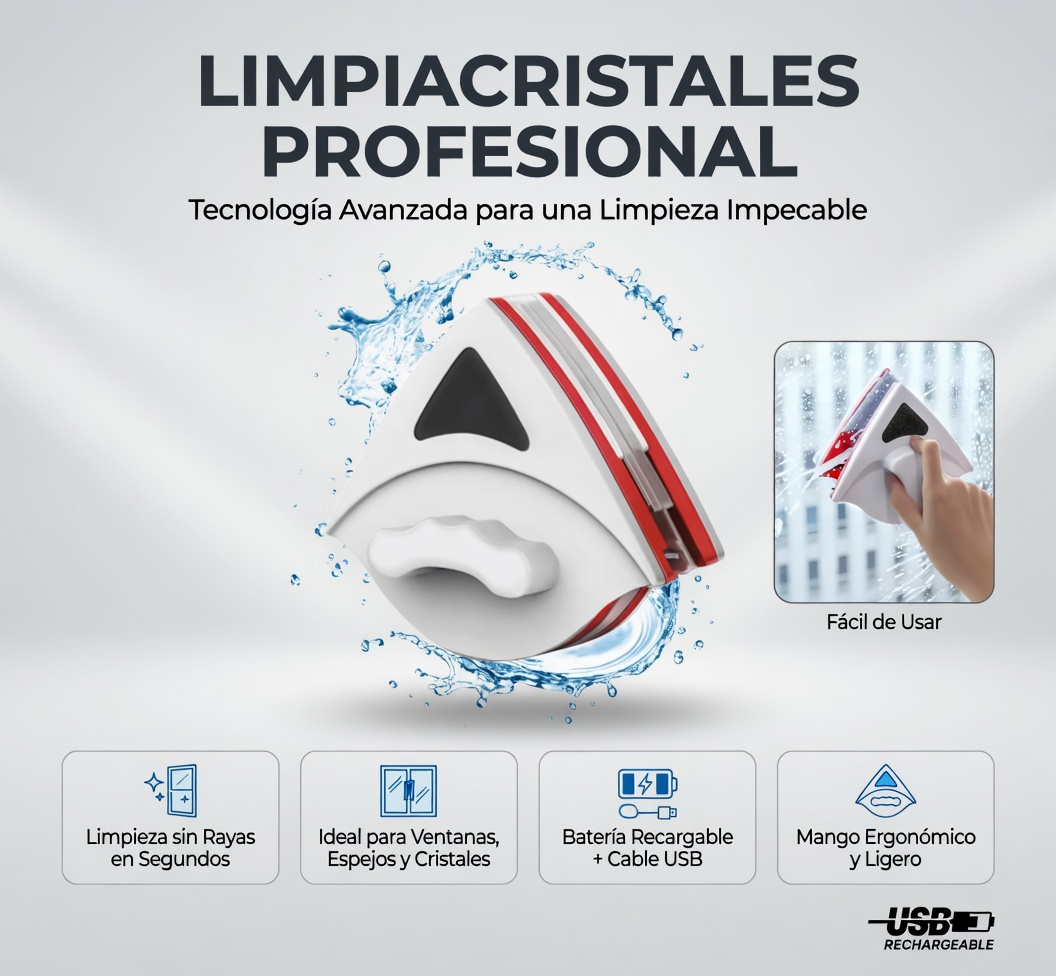 Cepillo Limpiador de Ventanas Magnético Doble Cara – Limpieza Segura y Sin Esfuerzo