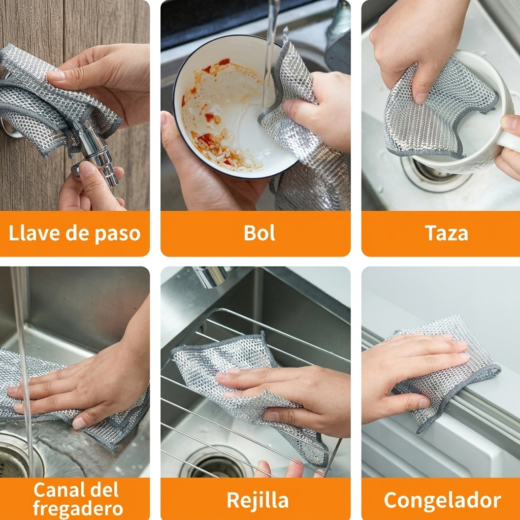 Paños Metálicos Multiuso 5 Piezas – Adiós Birutilla para Siempre 💥