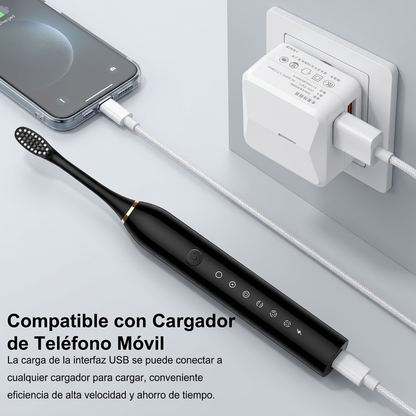 Cepillo de Dientes Eléctrico Sónico Recargable – Limpieza Profesional en Casa ✨